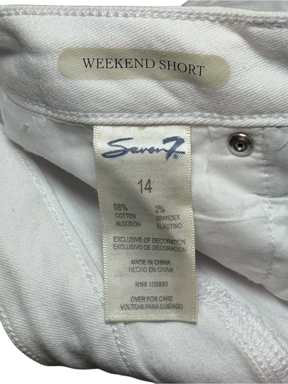 Seven7 White Denim Raw Hem Stretch Shorts Size 14 Summer Beach Casual